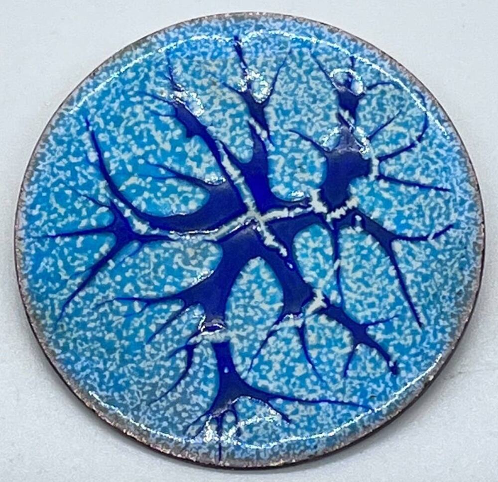 Vintage Vincent Meehan hand made Round Enamel Brooch Ireland